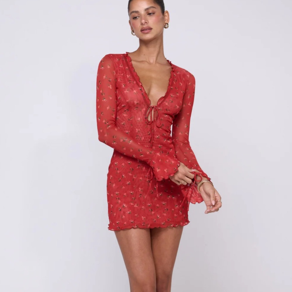 RESA Black Dress with Red Floral Design - Picture 10 of 13